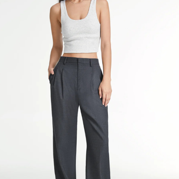 Pantalon Élégant Taille Haute Coupe Fluide Minimaliste Chic