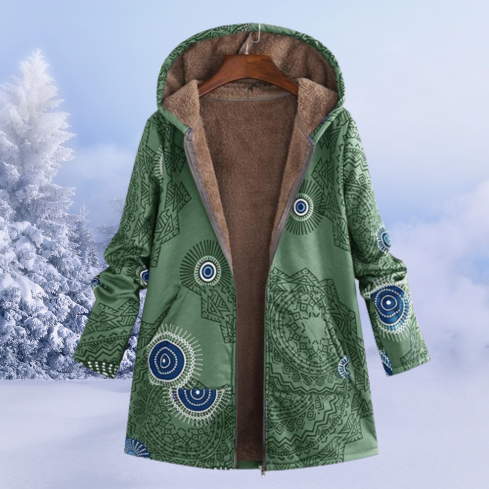 Manteau Femme Imprimé à Capuche – Veste Hiver Doublée Chaude