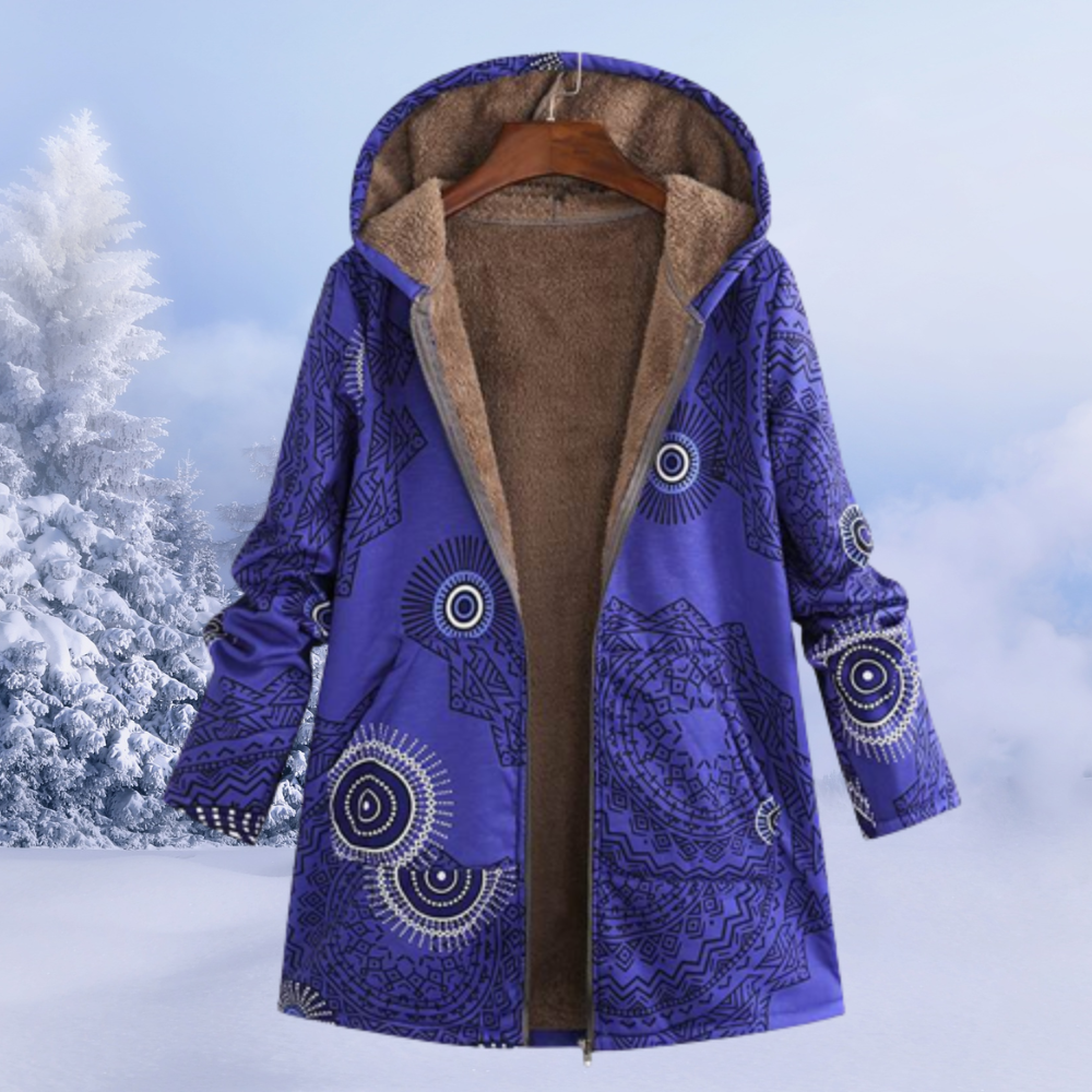 Manteau Femme Imprimé à Capuche – Veste Hiver Doublée Chaude