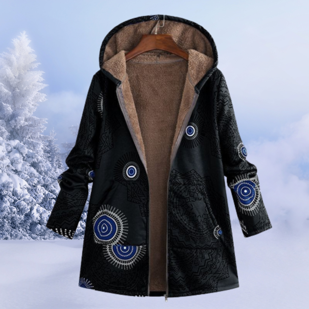 Manteau Femme Imprimé à Capuche – Veste Hiver Doublée Chaude