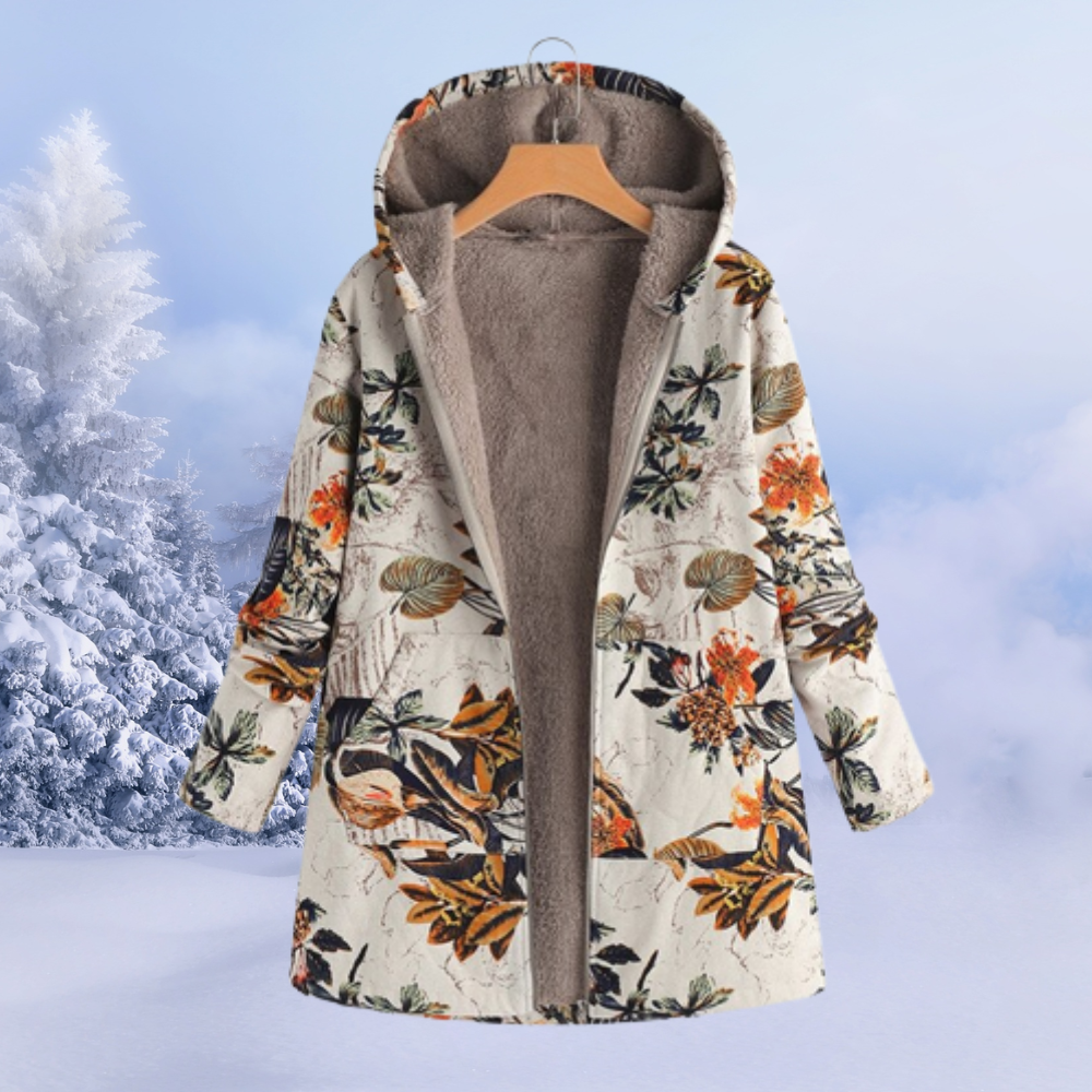 Manteau Femme Imprimé à Capuche – Veste Hiver Doublée Chaude