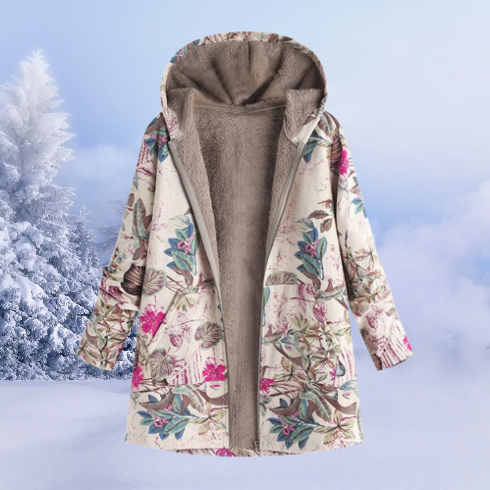 Manteau Femme Imprimé à Capuche – Veste Hiver Doublée Chaude