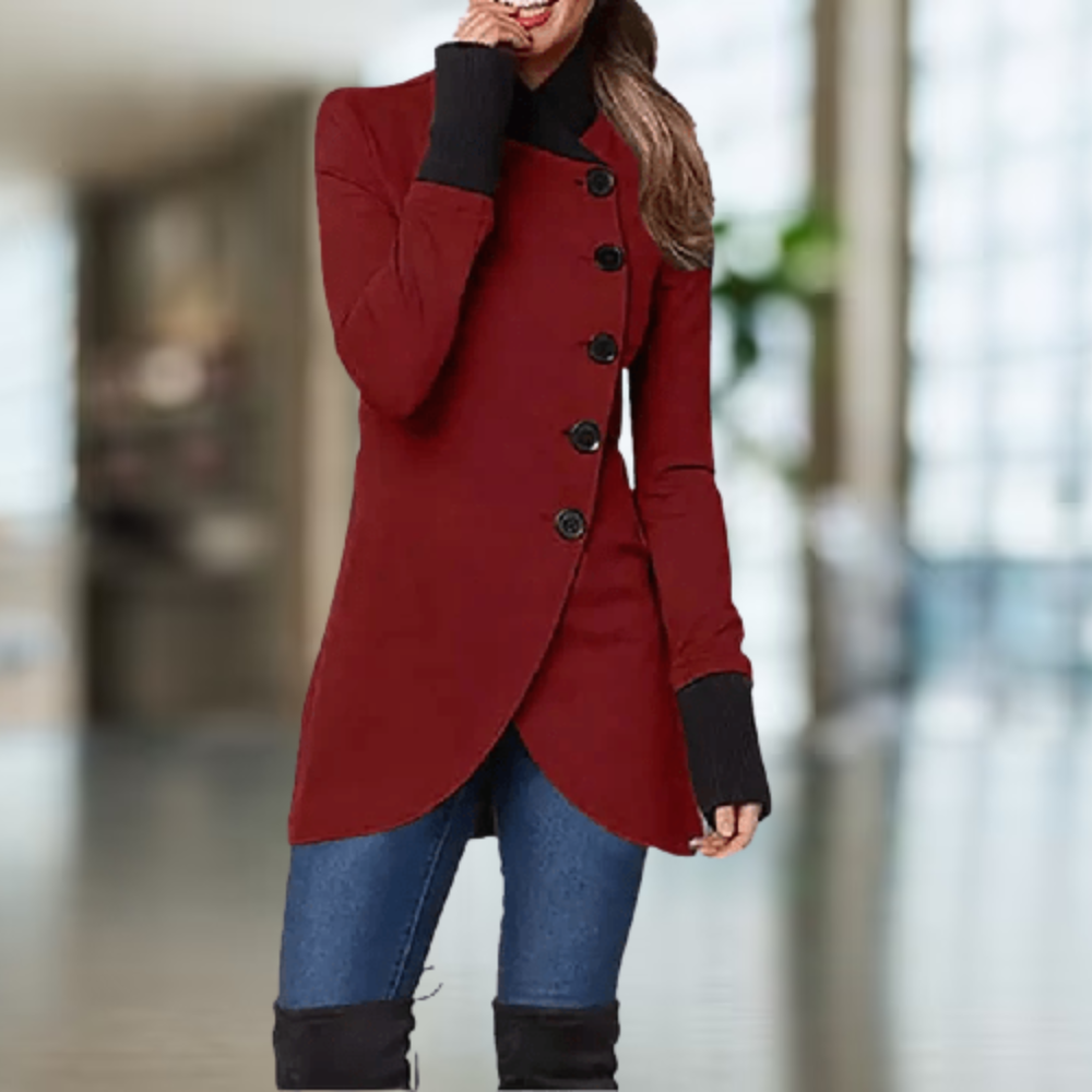 Manteau Asymétrique Boutonné Coupe Moderne Élégance Urbaine