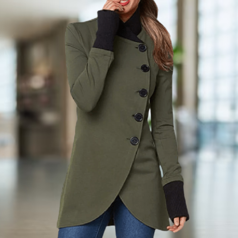 Manteau Asymétrique Boutonné Coupe Moderne Élégance Urbaine