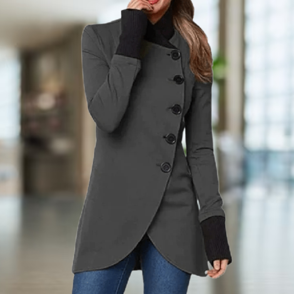 Manteau Asymétrique Boutonné Coupe Moderne Élégance Urbaine