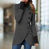 Manteau Asymétrique Boutonné Coupe Moderne Élégance Urbaine