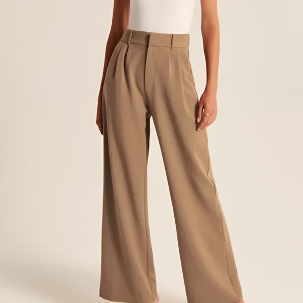 Pantalon Élégant Taille Haute Coupe Fluide Minimaliste Chic