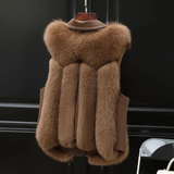 Gilet Femme Fourrure Élégant Sans Manches