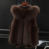 Gilet Femme Fourrure Élégant Sans Manches