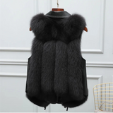 Gilet Femme Fourrure Élégant Sans Manches