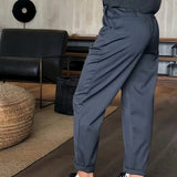 Pantalon Femme Coupe Droite à Taille Haute