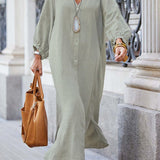 Robe Longue Lin Boutonnée Ample Confort Naturel