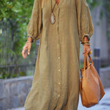 Robe Longue Lin Boutonnée Ample Confort Naturel