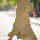 Robe Longue Lin Boutonnée Ample Confort Naturel