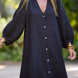 Robe Longue Lin Boutonnée Ample Confort Naturel