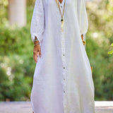 Robe Longue Lin Boutonnée Ample Confort Naturel