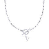 Collier maille trombone avec pendentif initiale