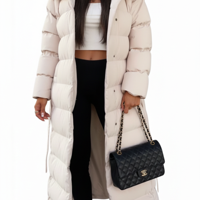 Doudoune Longue Femme à Capuche – Manteau Matelassé Chaud Hiver