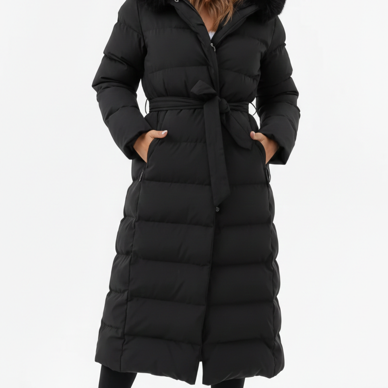 Doudoune Longue Femme à Capuche – Manteau Matelassé Chaud Hiver