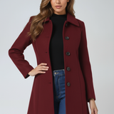 Trench-coat long femme cintré à simple boutonnage