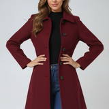 Trench-coat long femme cintré à simple boutonnage