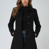 Trench-coat long femme cintré à simple boutonnage