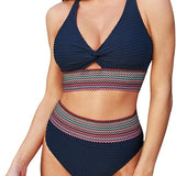 Bikini Femme Deux Pièces à Taille Haute et Col V