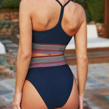 Bikini Femme Deux Pièces à Taille Haute et Col V