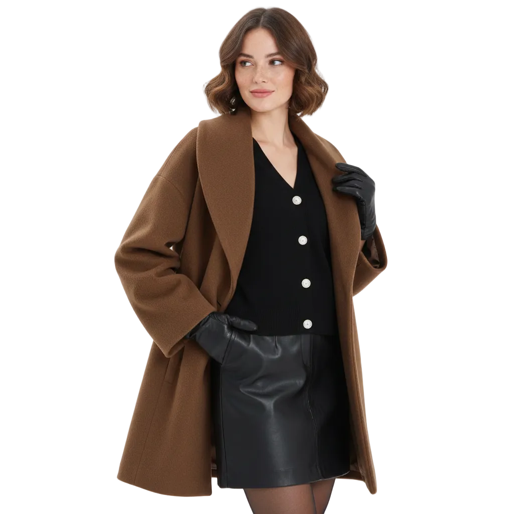 Manteau Court Capuche Coupe Ample Élégance Moderne