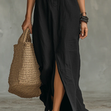 Robe Longue Femme à Col V et Manches 3/4
