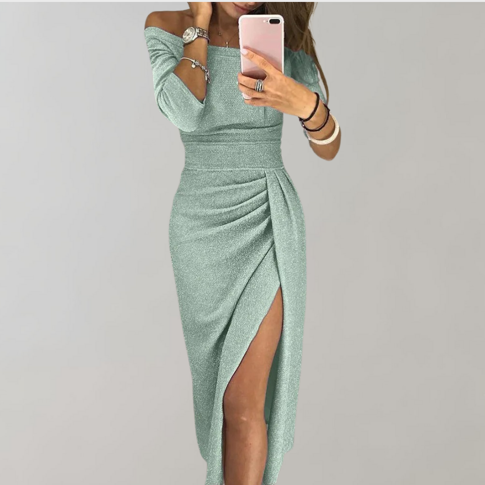 Robe Femme Moulante Fendue Élégante Mi Longue