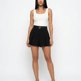 Short femme taille haute coupe ample évasée