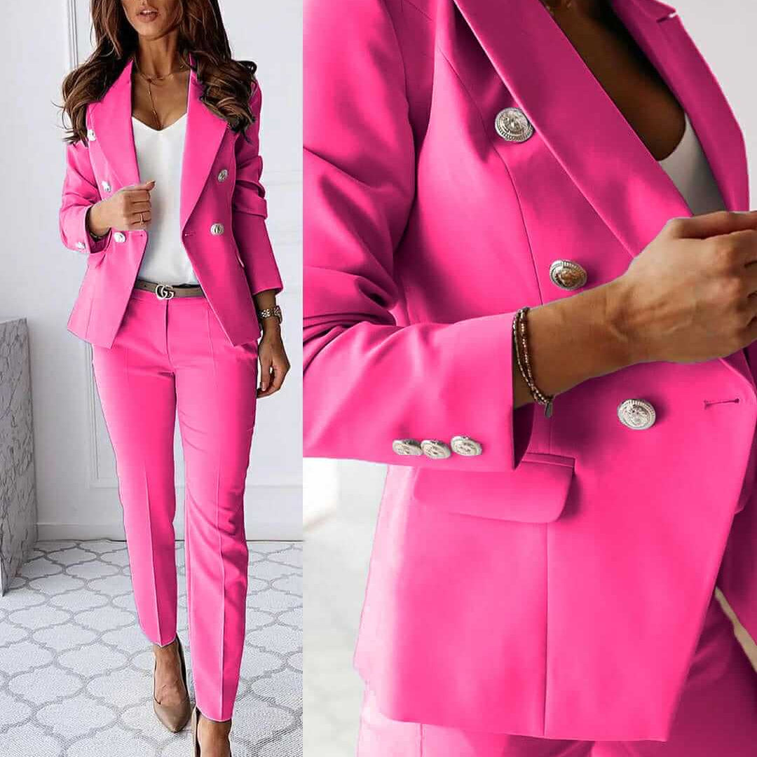 Ensemble Tailleur Femme Blazer Ajusté et Pantalon Élégant