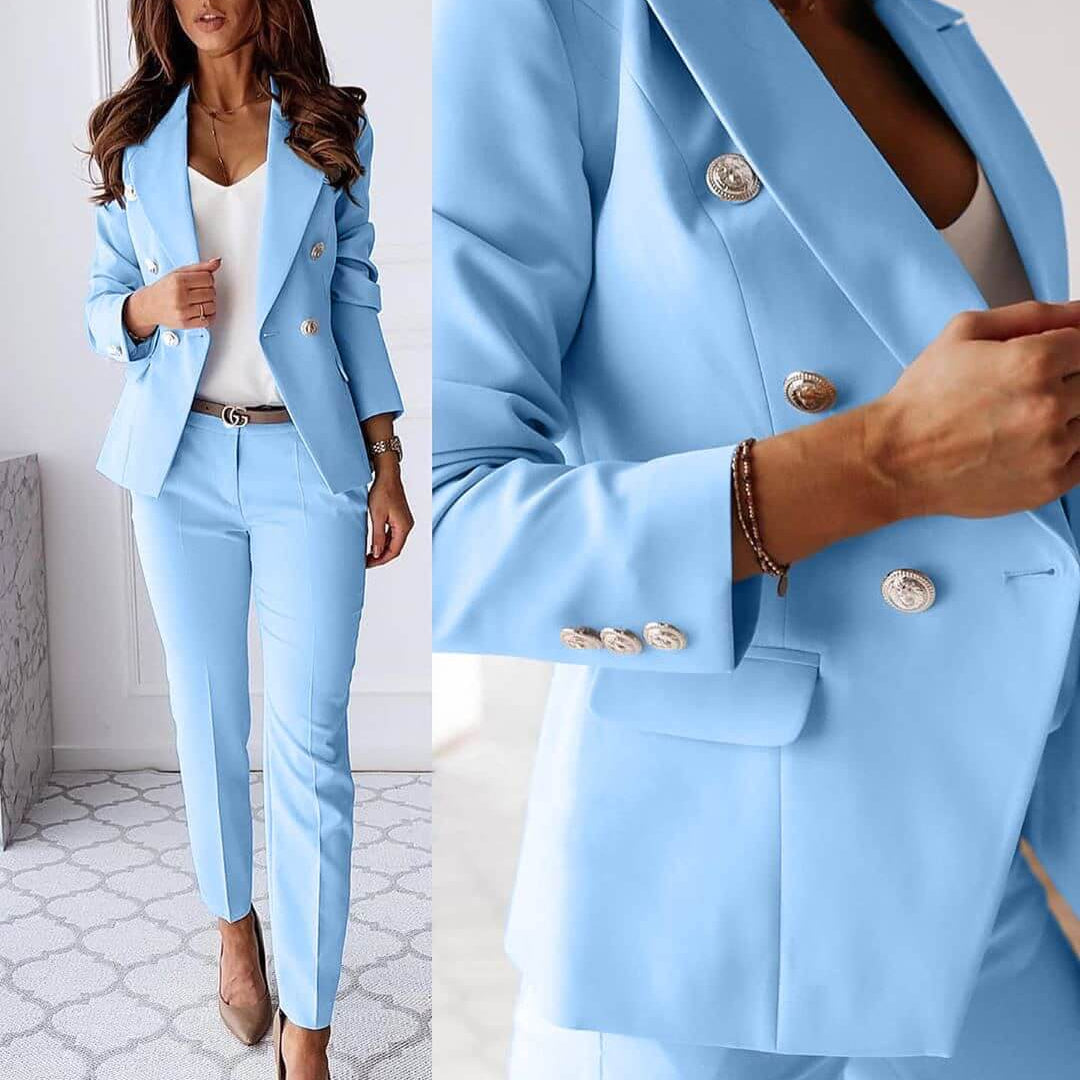 Ensemble Tailleur Femme Blazer Ajusté et Pantalon Élégant