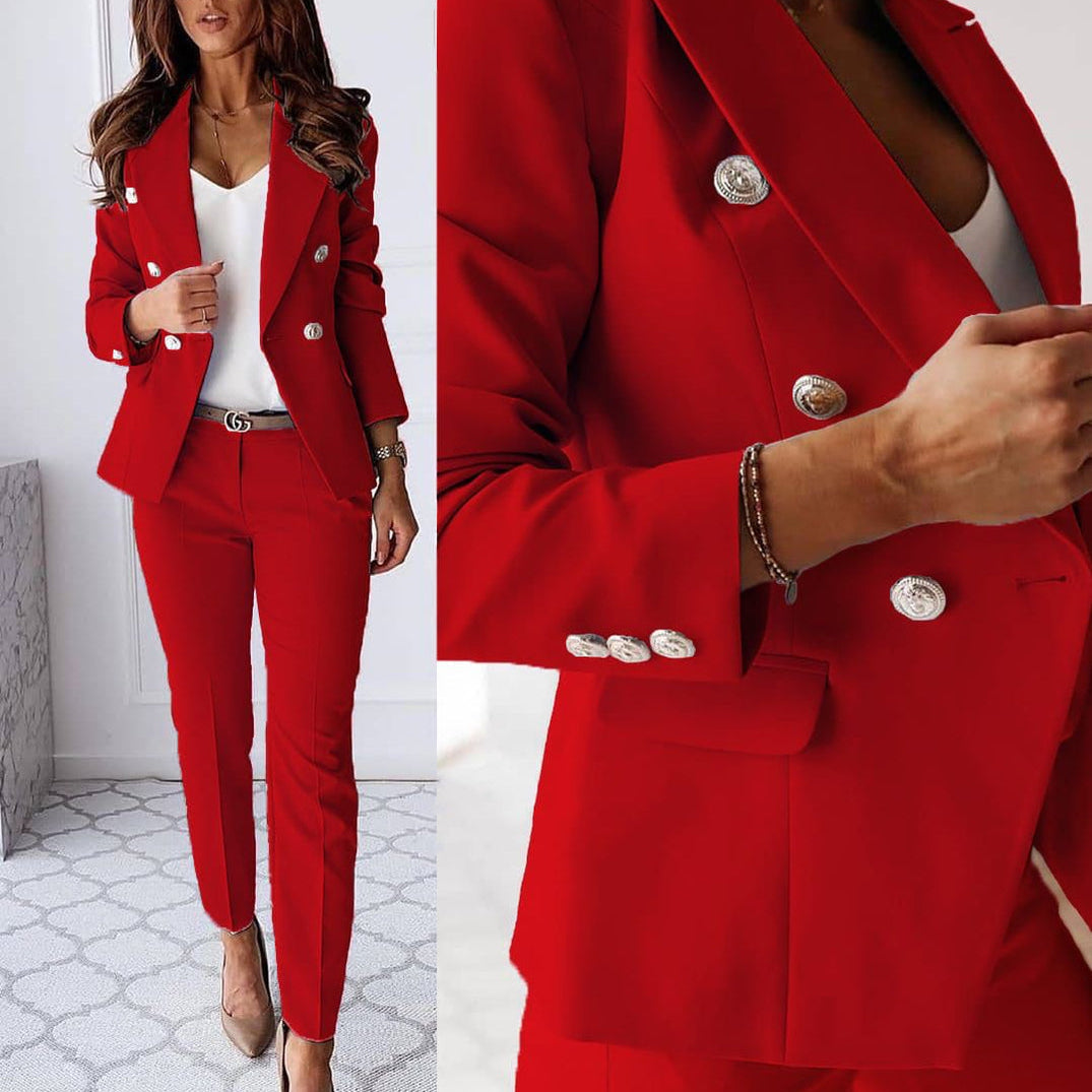 Ensemble Tailleur Femme Blazer Ajusté et Pantalon Élégant