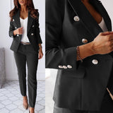 Ensemble Tailleur Femme Blazer Croisé Pantalon Élégant