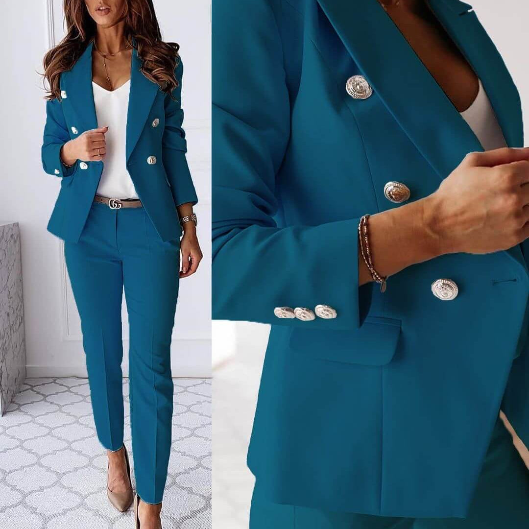 Ensemble Tailleur Femme Blazer Ajusté et Pantalon Élégant