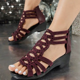 Sandales femme compensées à zip latéral
