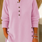 Blouse Unie à Col Henley