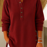 Blouse Unie à Col Henley
