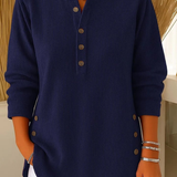 Blouse Unie à Col Henley