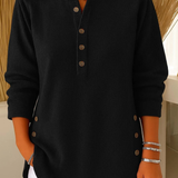 Blouse Unie à Col Henley