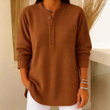 Blouse Unie à Col Henley