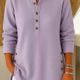 Blouse Unie à Col Henley