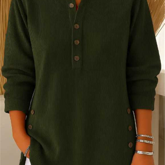 Blouse Unie à Col Henley