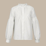 Blouse Brodée Col V Manches Longues Élégance Bohème