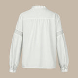 Blouse Brodée Col V Manches Longues Élégance Bohème