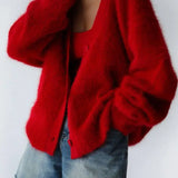 Pull Femme Oversize Col V Doux Élégant