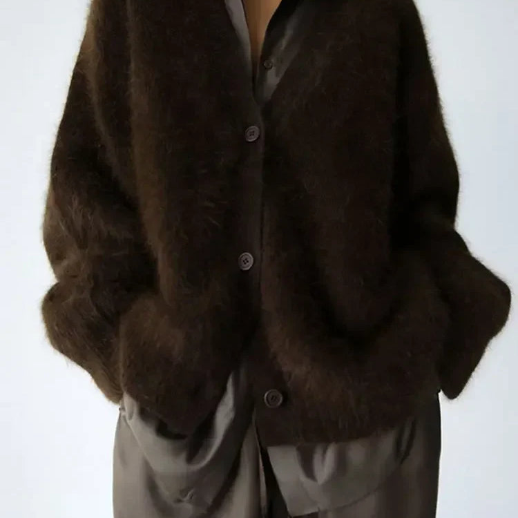 Pull Femme Oversize Col V Doux Élégant