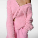 Pull Femme Oversize Col V Doux Élégant